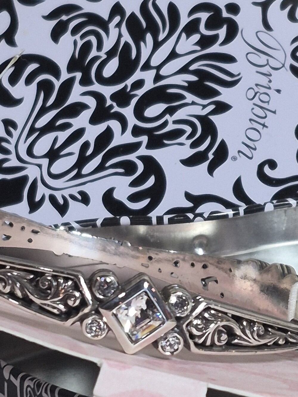 Brighton Zoe Silverplated Swarovski Crystal Bangle Bracelet with Tin